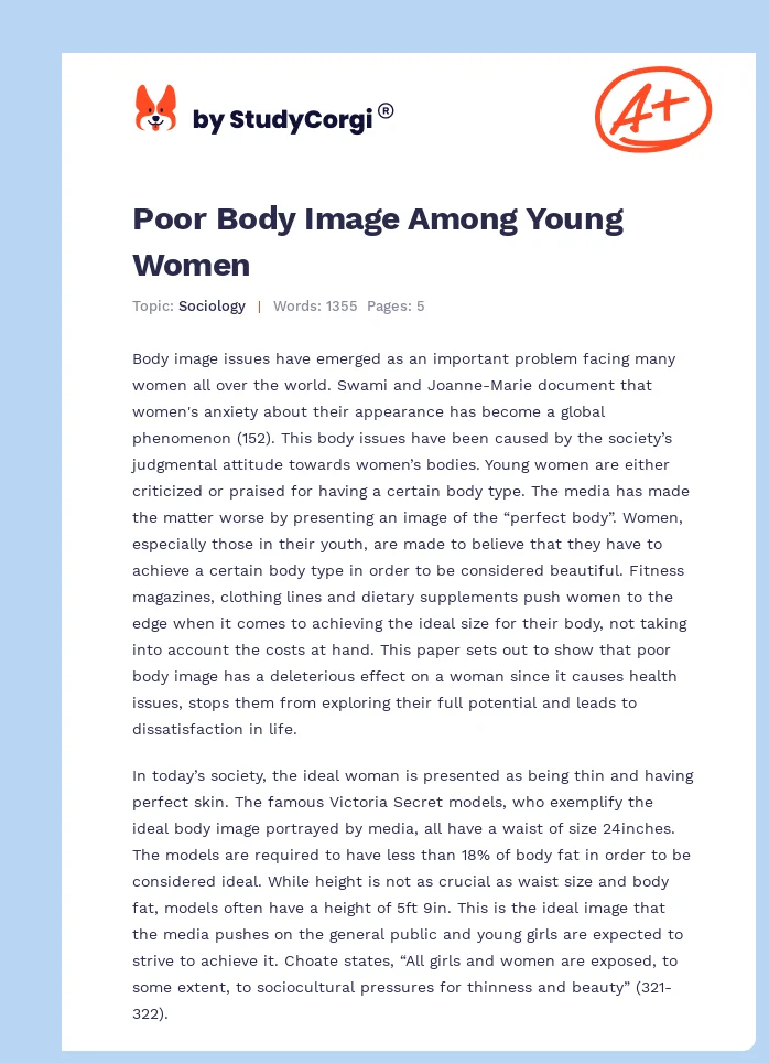 Poor Body Image Among Young Women. Page 1
