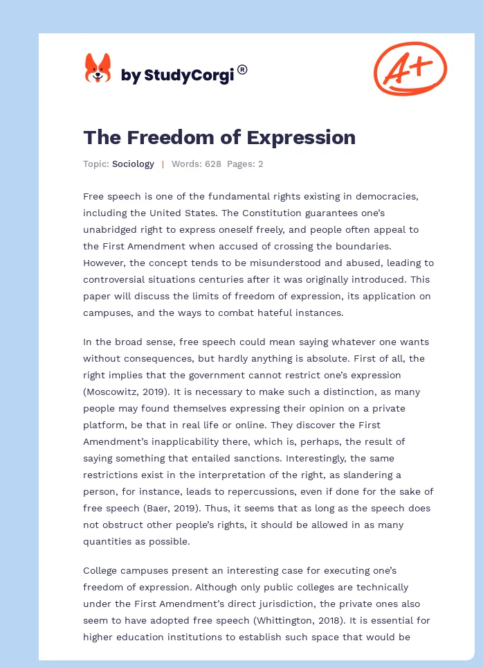 The Freedom of Expression. Page 1