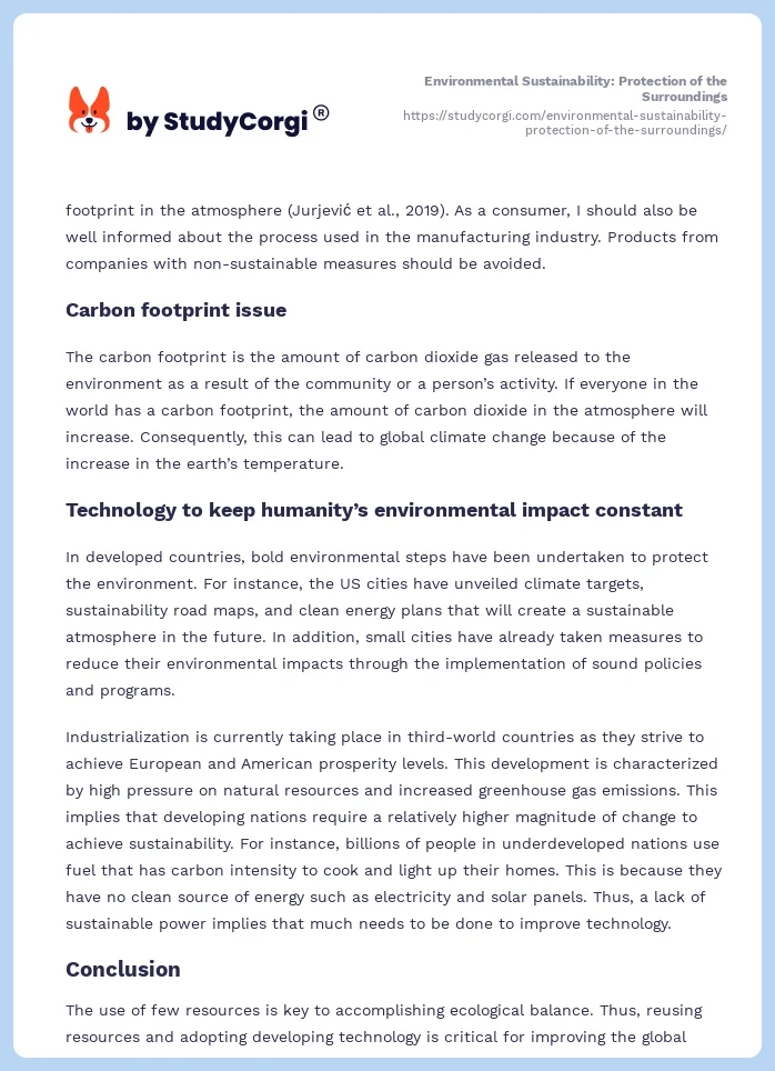 Environmental Sustainability: Protection of the Surroundings. Page 2