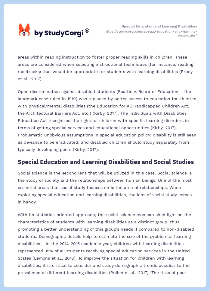 Special Education and Learning Disabilities. Page 2