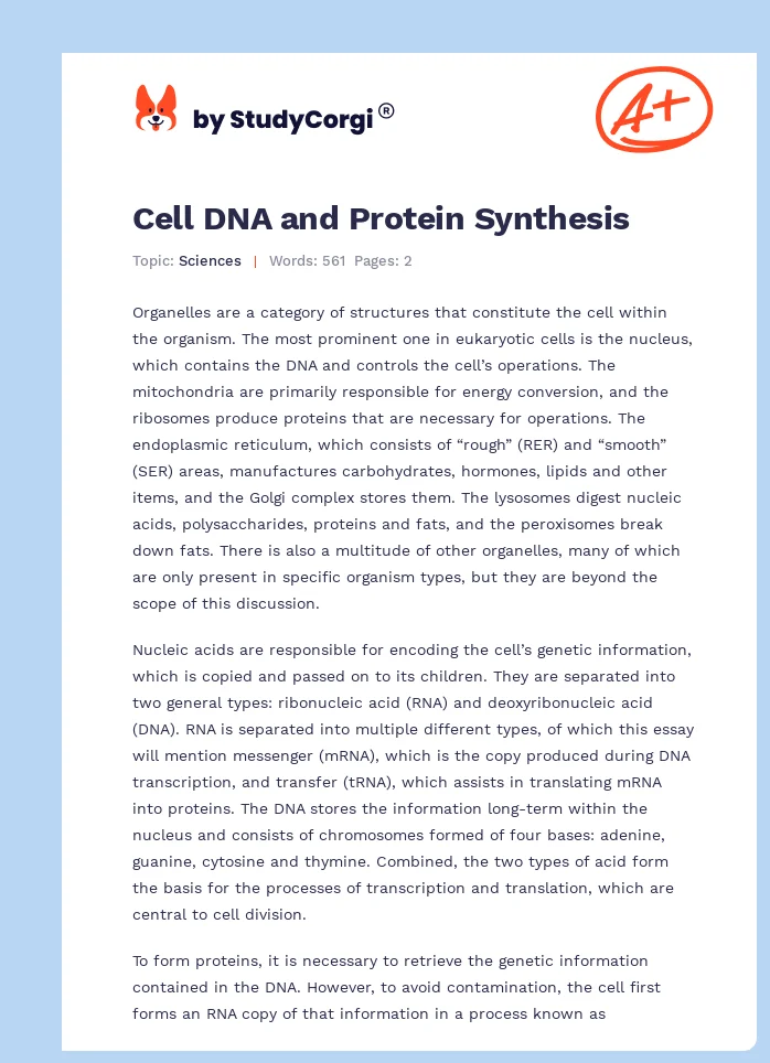 Cell DNA and Protein Synthesis. Page 1