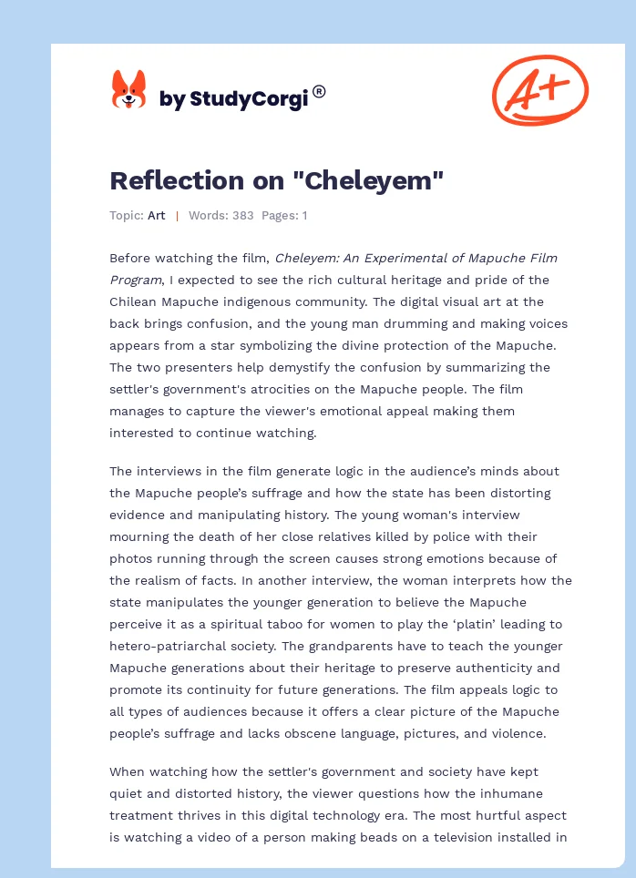 Reflection on "Cheleyem". Page 1
