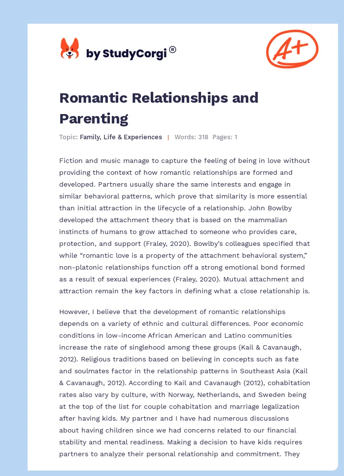 Romantic Relationships and Parenting. Page 1