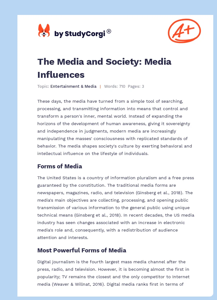 The Media and Society: Media Influences. Page 1
