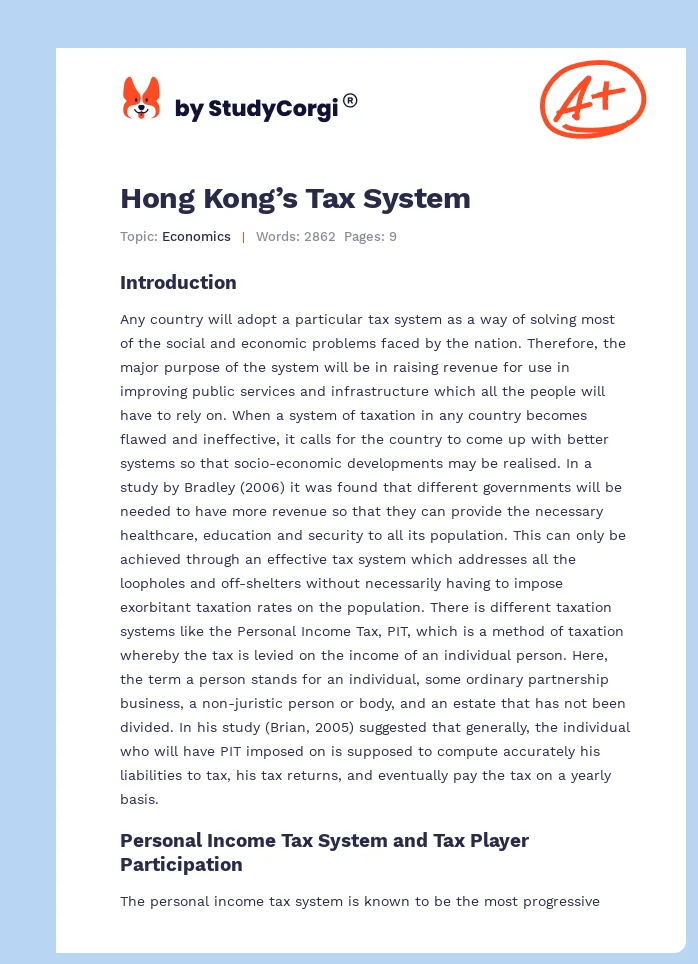 Hong Kong’s Tax System. Page 1