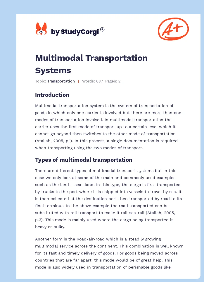 Multimodal Transportation Systems. Page 1