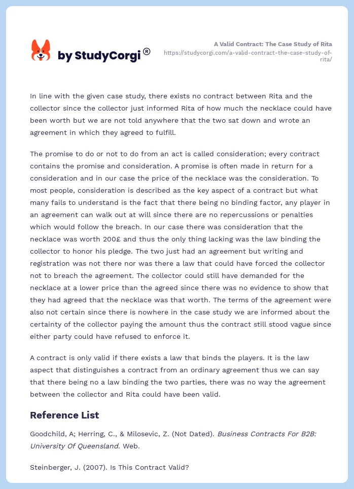 A Valid Contract: The Case Study of Rita. Page 2