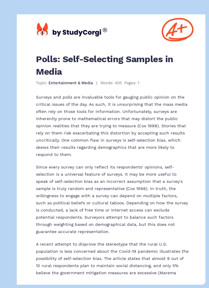 Polls: Self-Selecting Samples in Media. Page 1