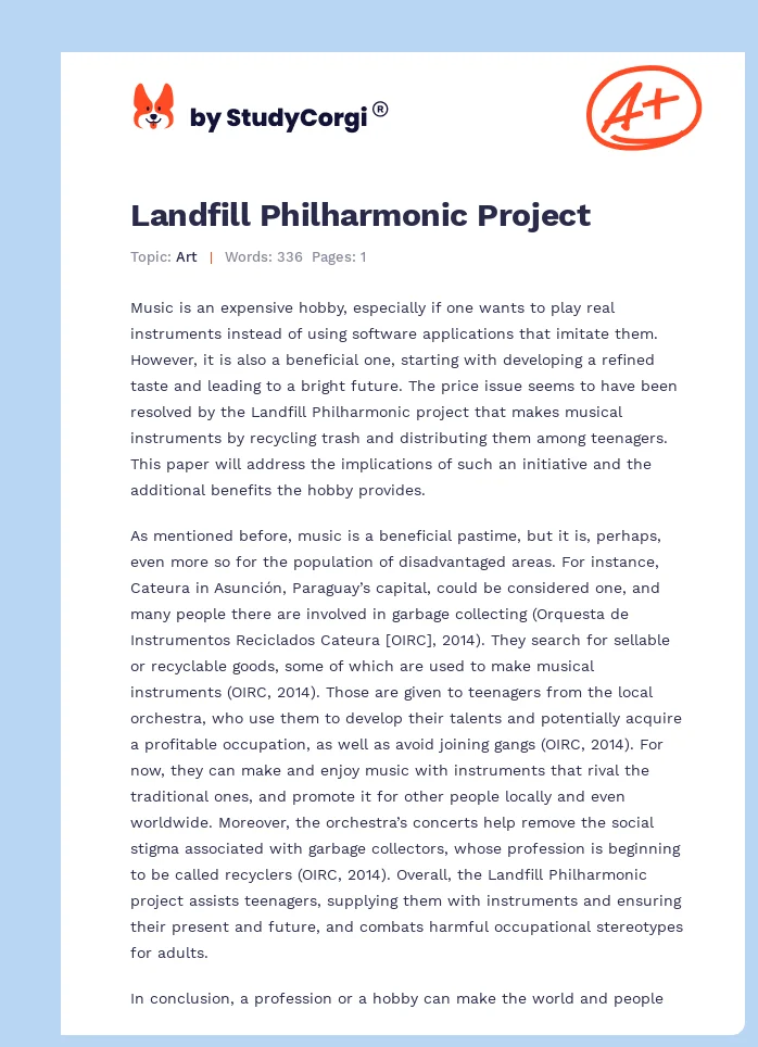 Landfill Philharmonic Project. Page 1