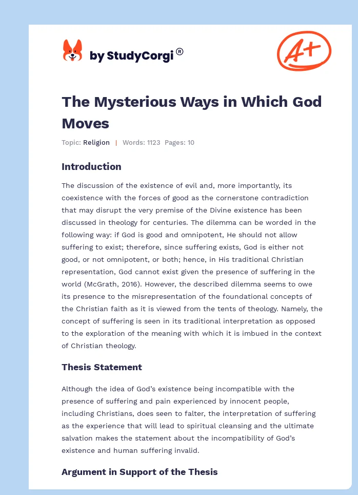 The Mysterious Ways in Which God Moves. Page 1