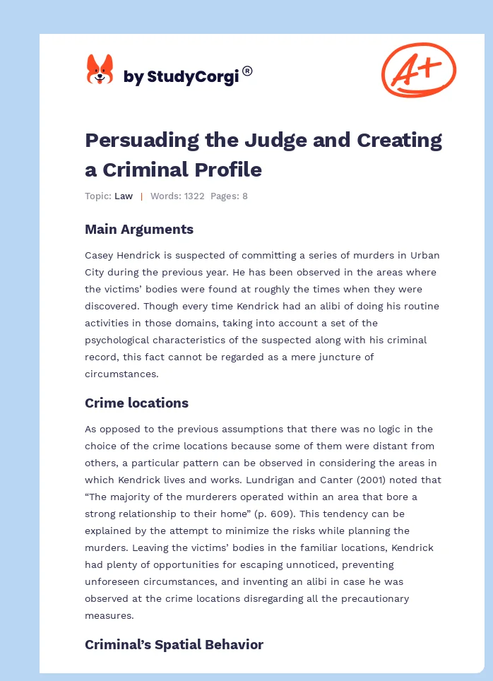 Persuading the Judge and Creating a Criminal Profile. Page 1
