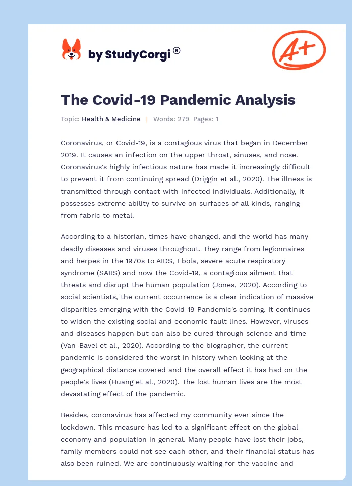 The Covid-19 Pandemic Analysis. Page 1