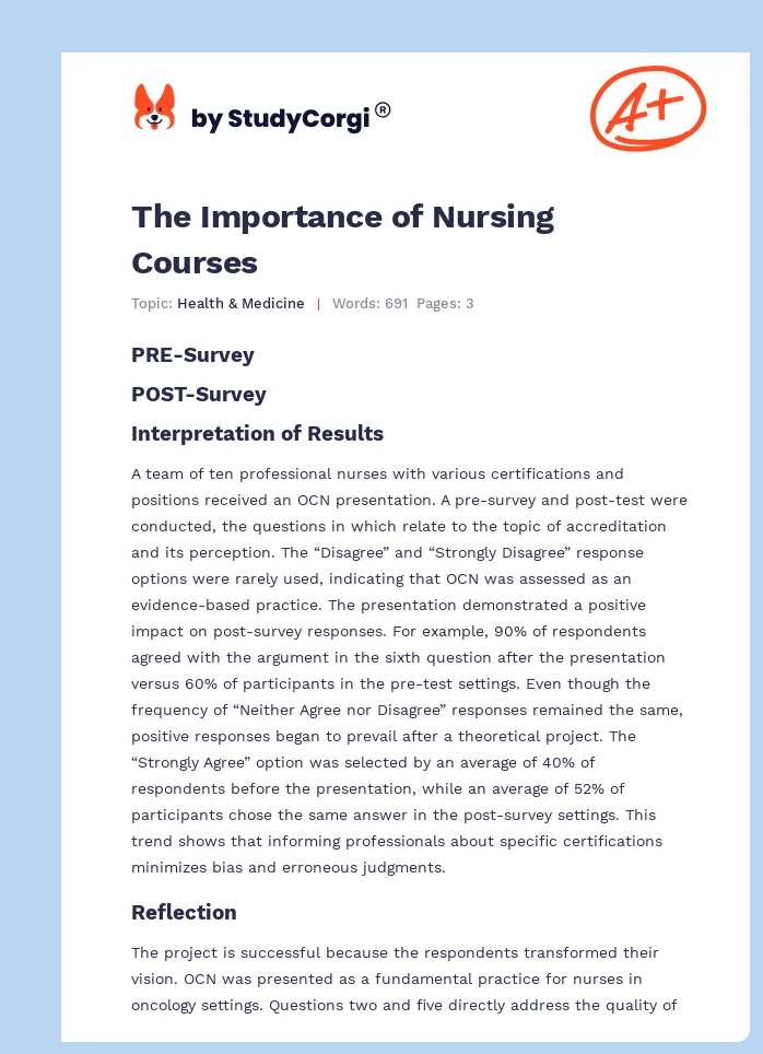 The Importance of Nursing Courses. Page 1
