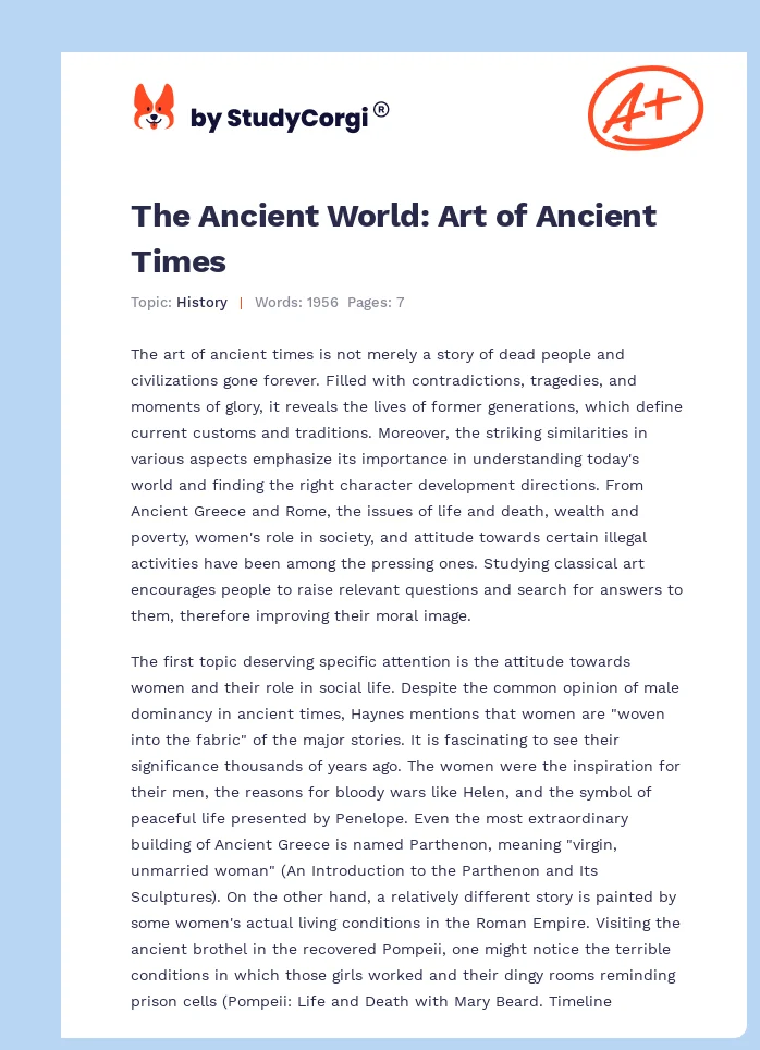 The Ancient World: Art of Ancient Times. Page 1