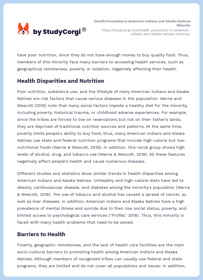 Health Promotion in American Indians and Alaska Natives Minority. Page 2