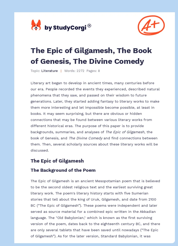 The Epic of Gilgamesh, The Book of Genesis, The Divine Comedy. Page 1