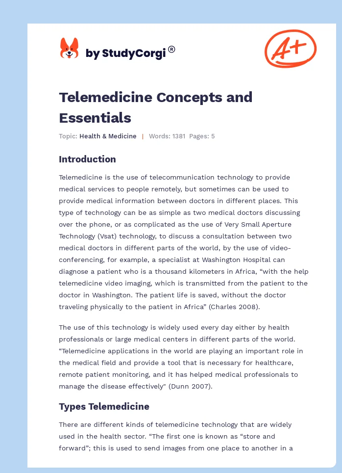 Telemedicine Concepts and Essentials. Page 1