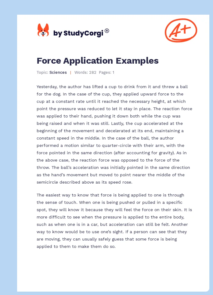 Force Application Examples. Page 1