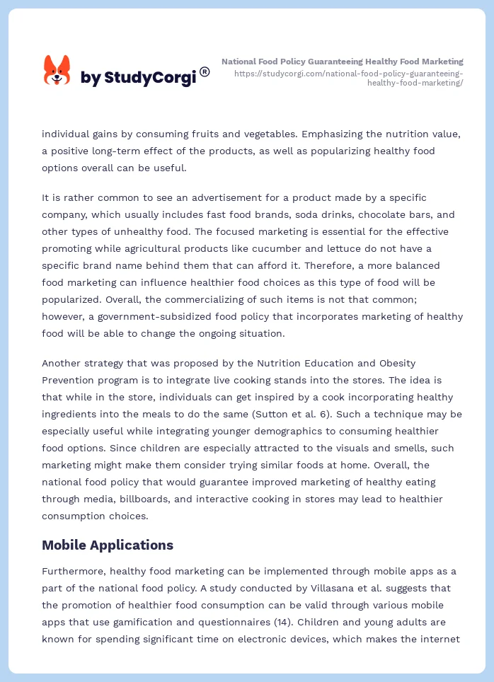 National Food Policy Guaranteeing Healthy Food Marketing. Page 2
