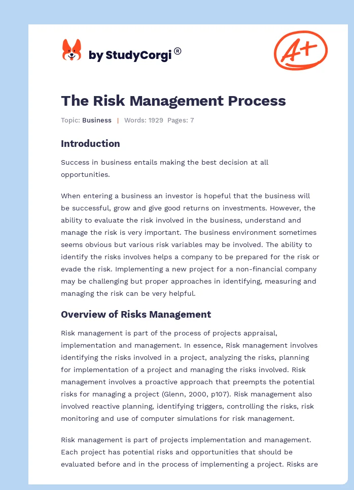 The Risk Management Process. Page 1