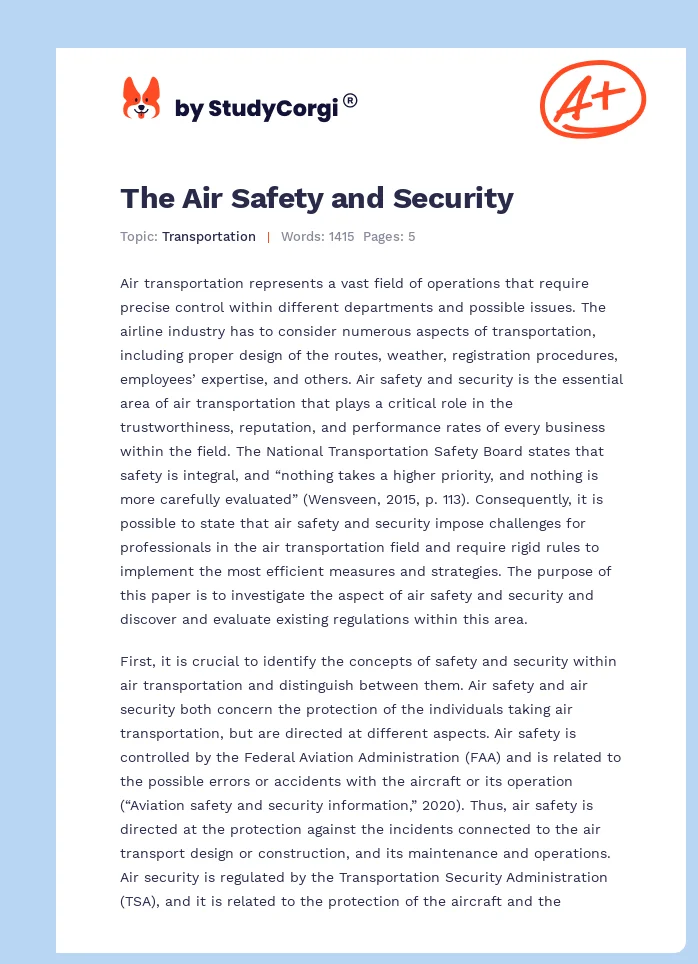 The Air Safety and Security. Page 1