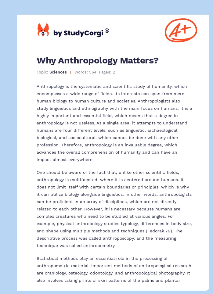 Why Anthropology Matters?. Page 1