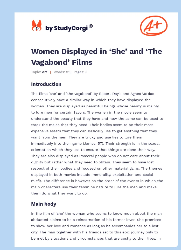 Women Displayed in ‘She’ and ‘The Vagabond’ Films. Page 1