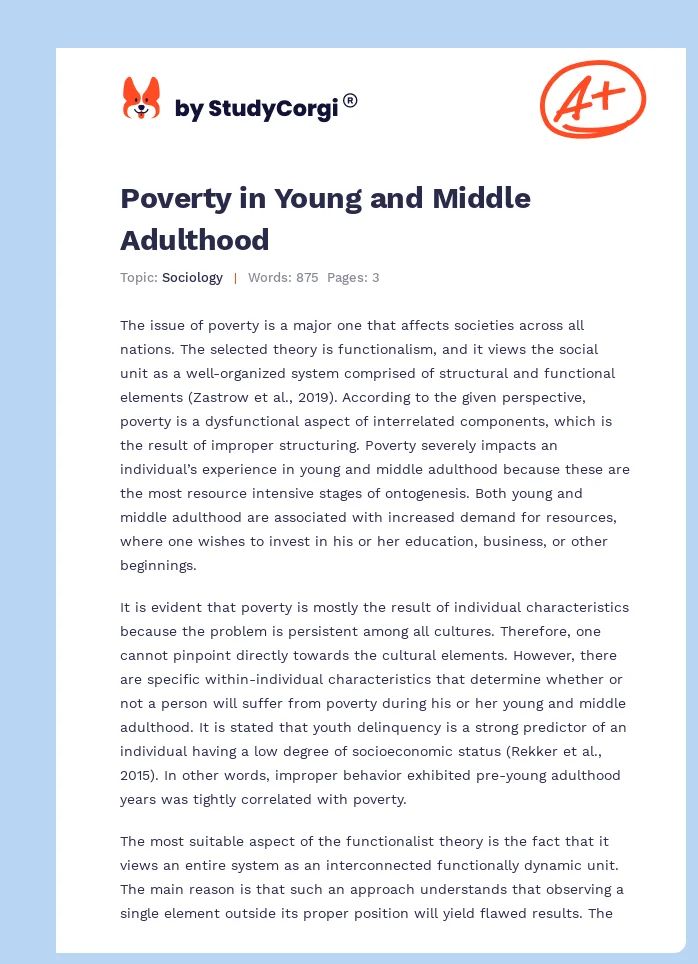 Poverty in Young and Middle Adulthood. Page 1