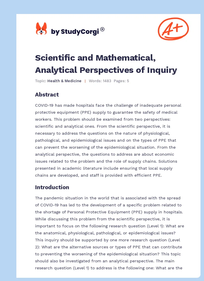 Scientific and Mathematical, Analytical Perspectives of Inquiry. Page 1