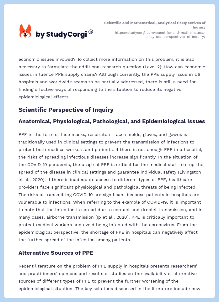 Scientific and Mathematical, Analytical Perspectives of Inquiry. Page 2