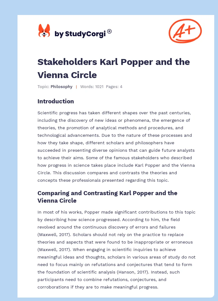 Stakeholders Karl Popper and the Vienna Circle. Page 1