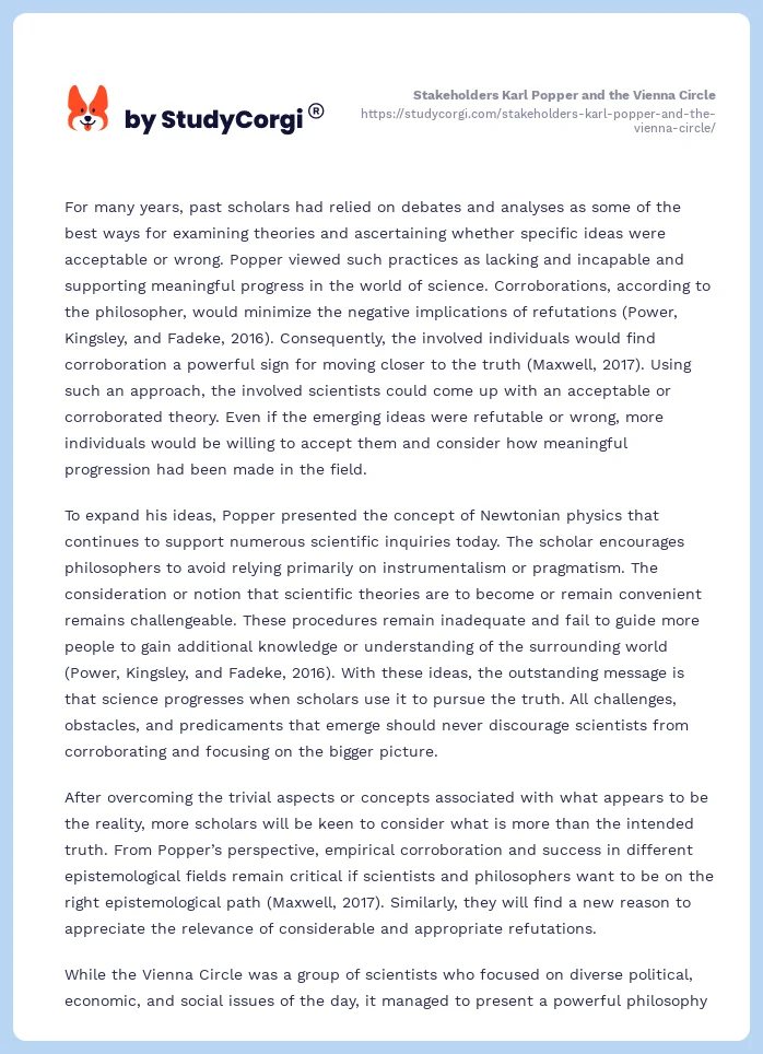 Stakeholders Karl Popper and the Vienna Circle. Page 2