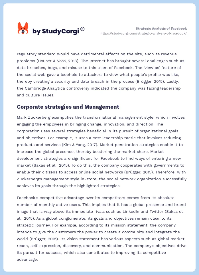 Strategic Analysis of Facebook. Page 2