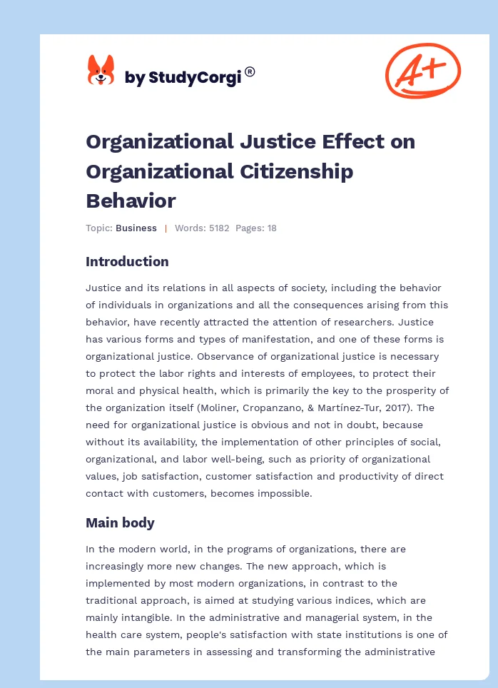 Organizational Justice Effect on Organizational Citizenship Behavior. Page 1