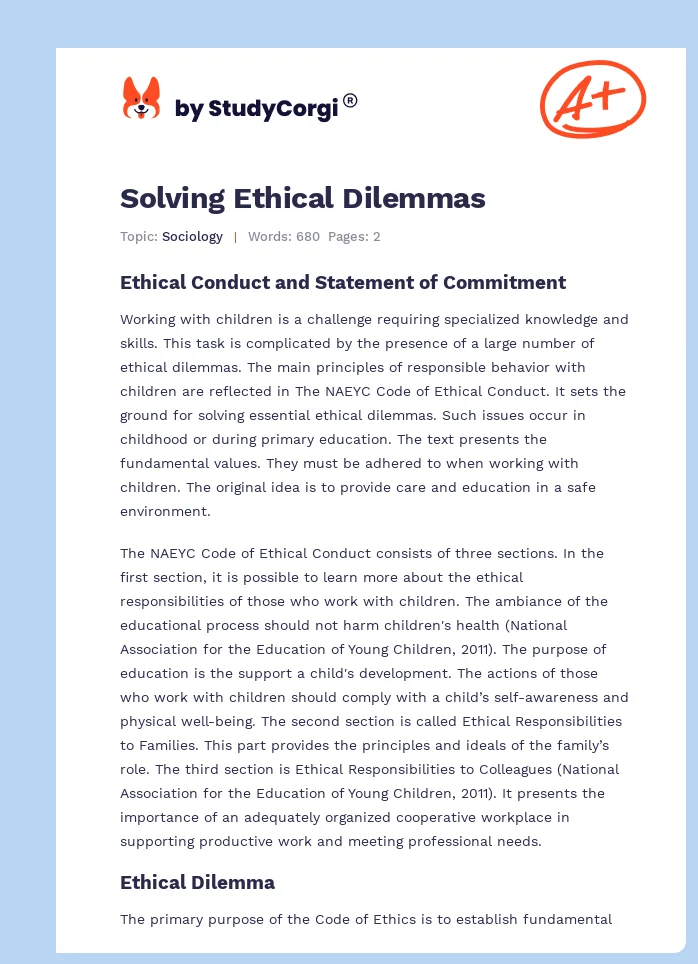Solving Ethical Dilemmas. Page 1