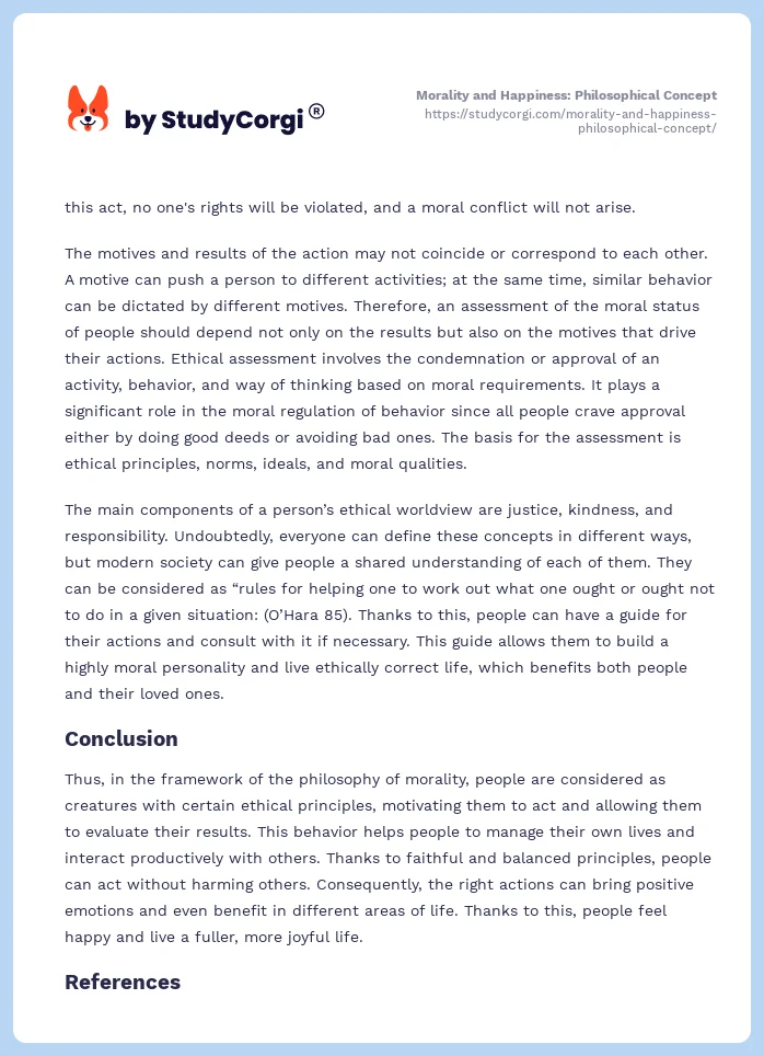 Morality and Happiness: Philosophical Concept. Page 2