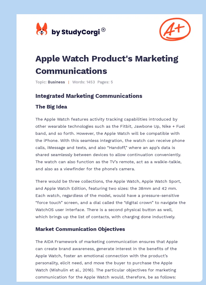 Apple Watch Product's Marketing Communications. Page 1