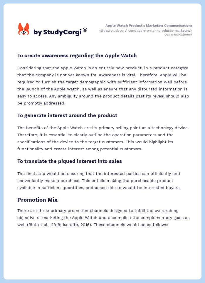 Apple Watch Product's Marketing Communications. Page 2