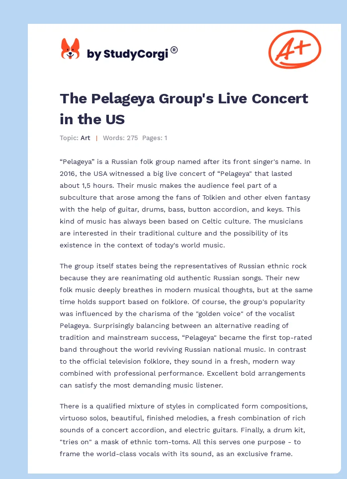 The Pelageya Group's Live Concert in the US. Page 1
