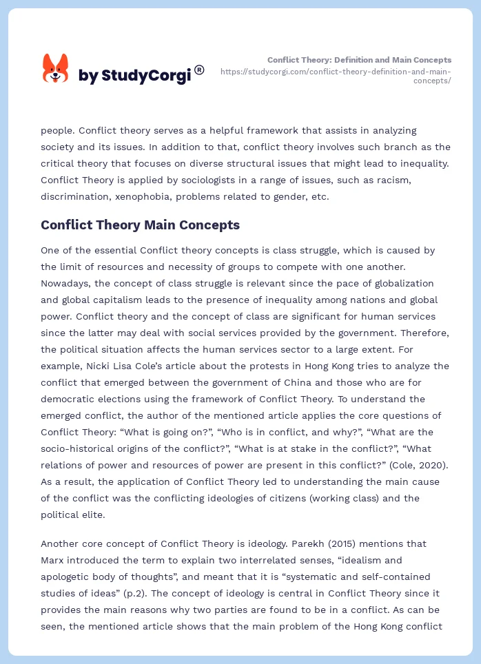 Conflict Theory: Definition and Main Concepts. Page 2