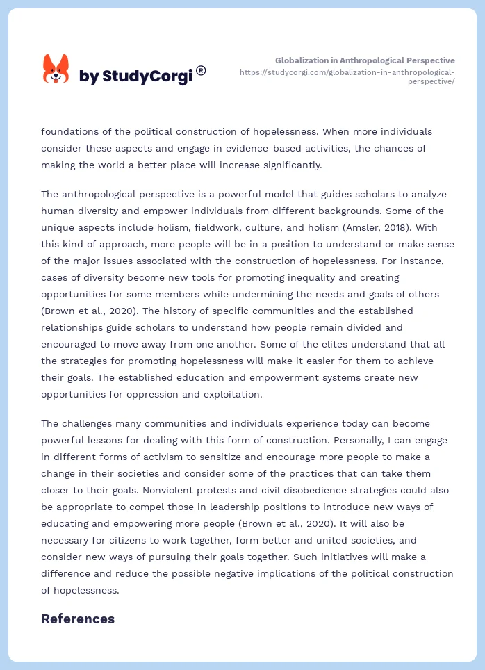 Globalization in Anthropological Perspective. Page 2