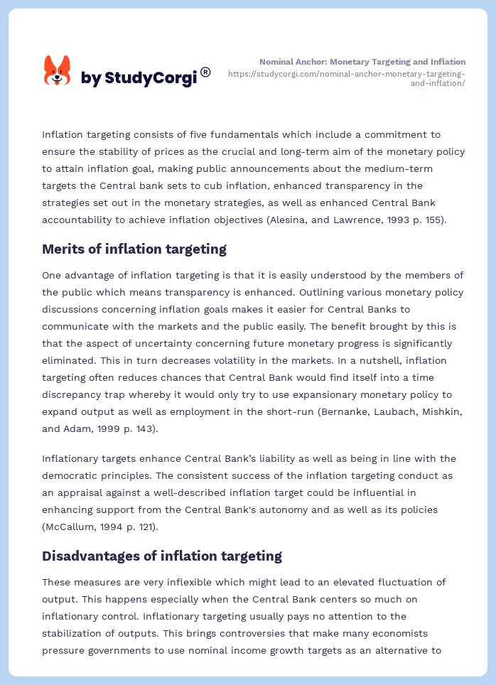 Nominal Anchor: Monetary Targeting and Inflation. Page 2