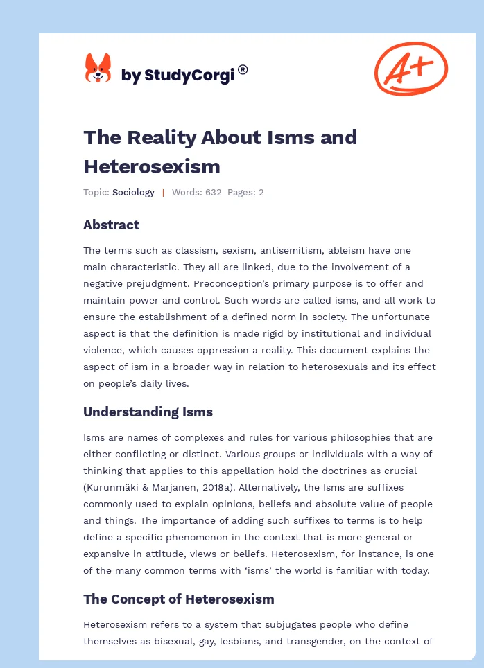 The Reality About Isms and Heterosexism. Page 1