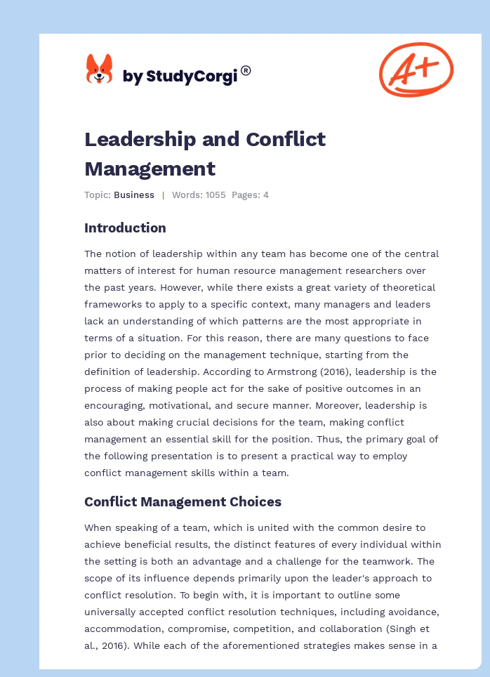 Leadership and Conflict Management. Page 1