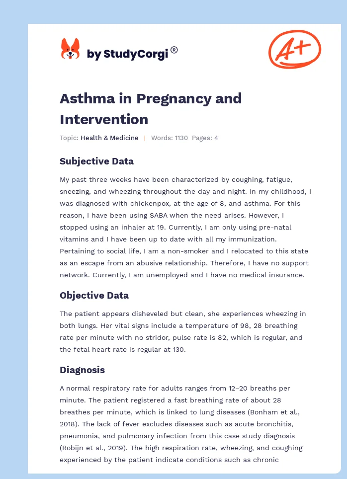 Asthma in Pregnancy and Intervention. Page 1