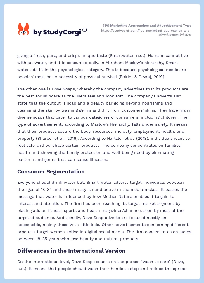 4PS Marketing Approaches and Advertisement Type. Page 2