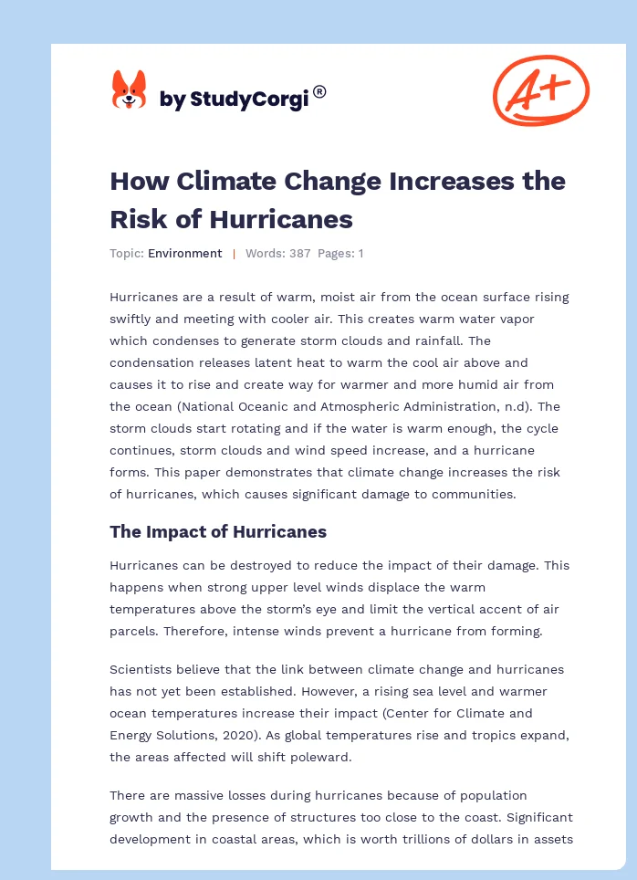 How Climate Change Increases the Risk of Hurricanes. Page 1