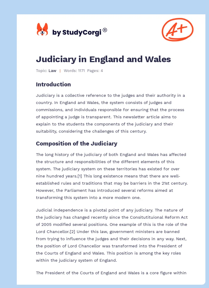 Judiciary in England and Wales. Page 1