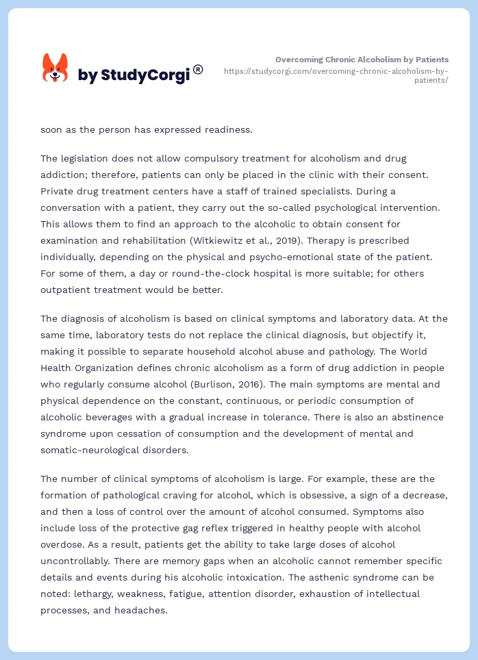 Overcoming Chronic Alcoholism by Patients. Page 2