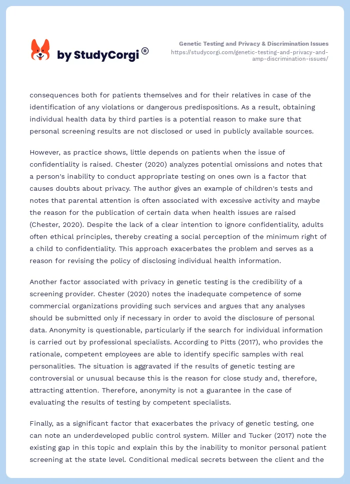 Genetic Testing and Privacy & Discrimination Issues. Page 2